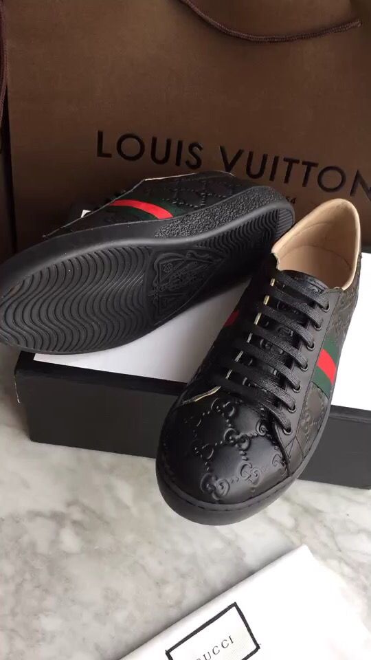 Gucci Ace web stripe Full Black Sneakers