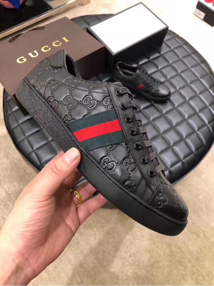 Gucci Ace web stripe Full Black Sneakers