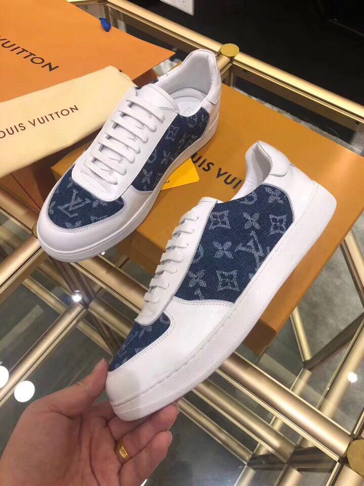 Louis Vuitton White & Blue Sneakers Women