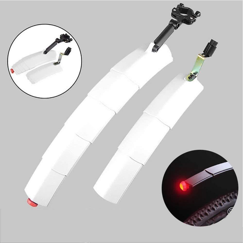 Bicycle retractable mudguard with taillights