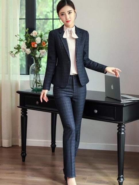 Plaid Fashion Suit with Pants