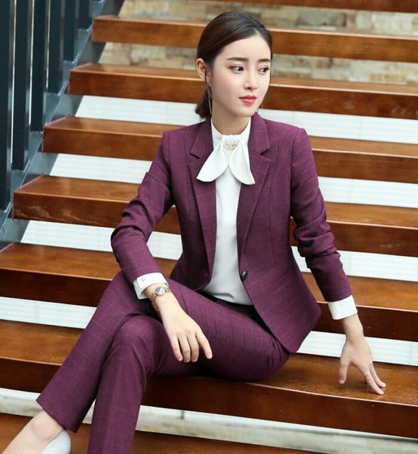 Plaid Fashion Suit with Pants